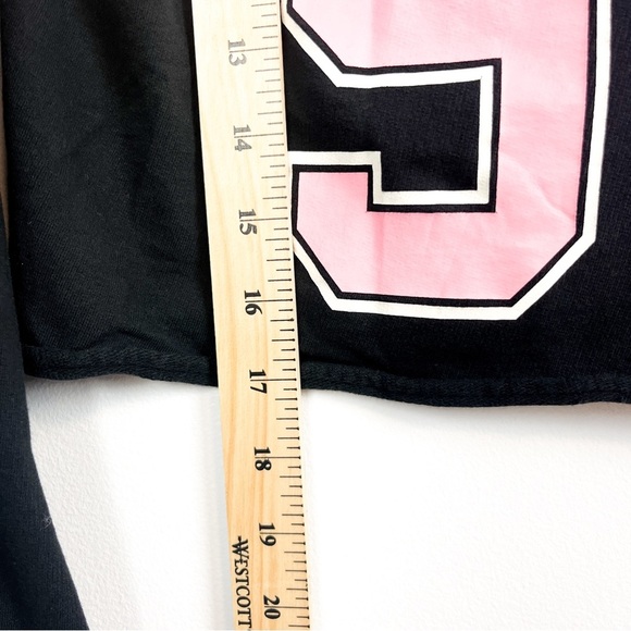 H&M Long Sleeve Crop Top Hoodie, Fantastic 94 in Black, Pink & White - Picture 11 of 11